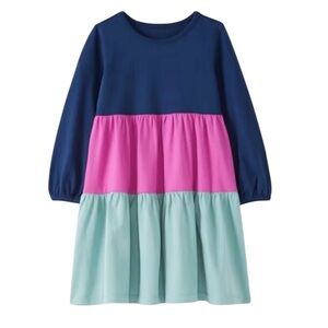 Hanna Anderson Girls Color Block‎ Twirl Dress Size 12 Multi-Color Casual Tiered